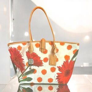 DOONEY & BOURKE Large Zinnia Cindy Canvas & Leather Tote - 4 Pc Set!